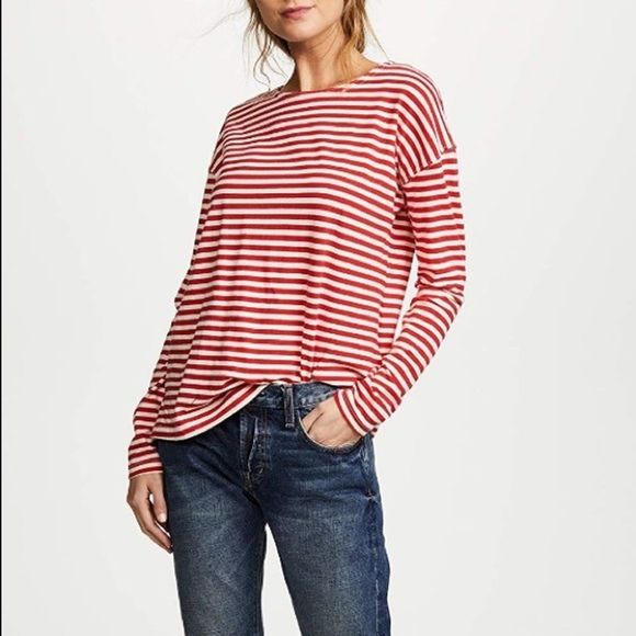 Current/Elliott Tops - Current/Elliott Breton Striped Long Sleeve Tee